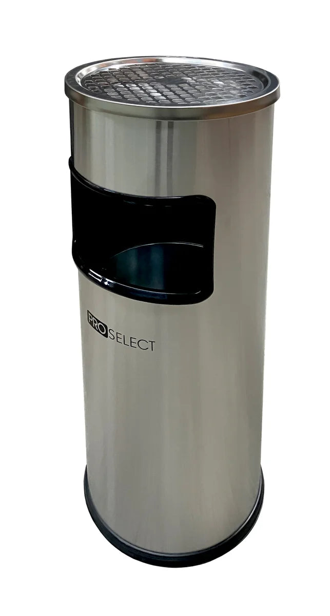 Standaschenbecher mit Abfalleimer - 30 Liter - Edelstahl