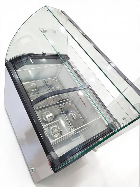 Speiseeisvitrine mit Glasaufsatz – 6 x 5 L – 273 L – inkl. Eisschalen
