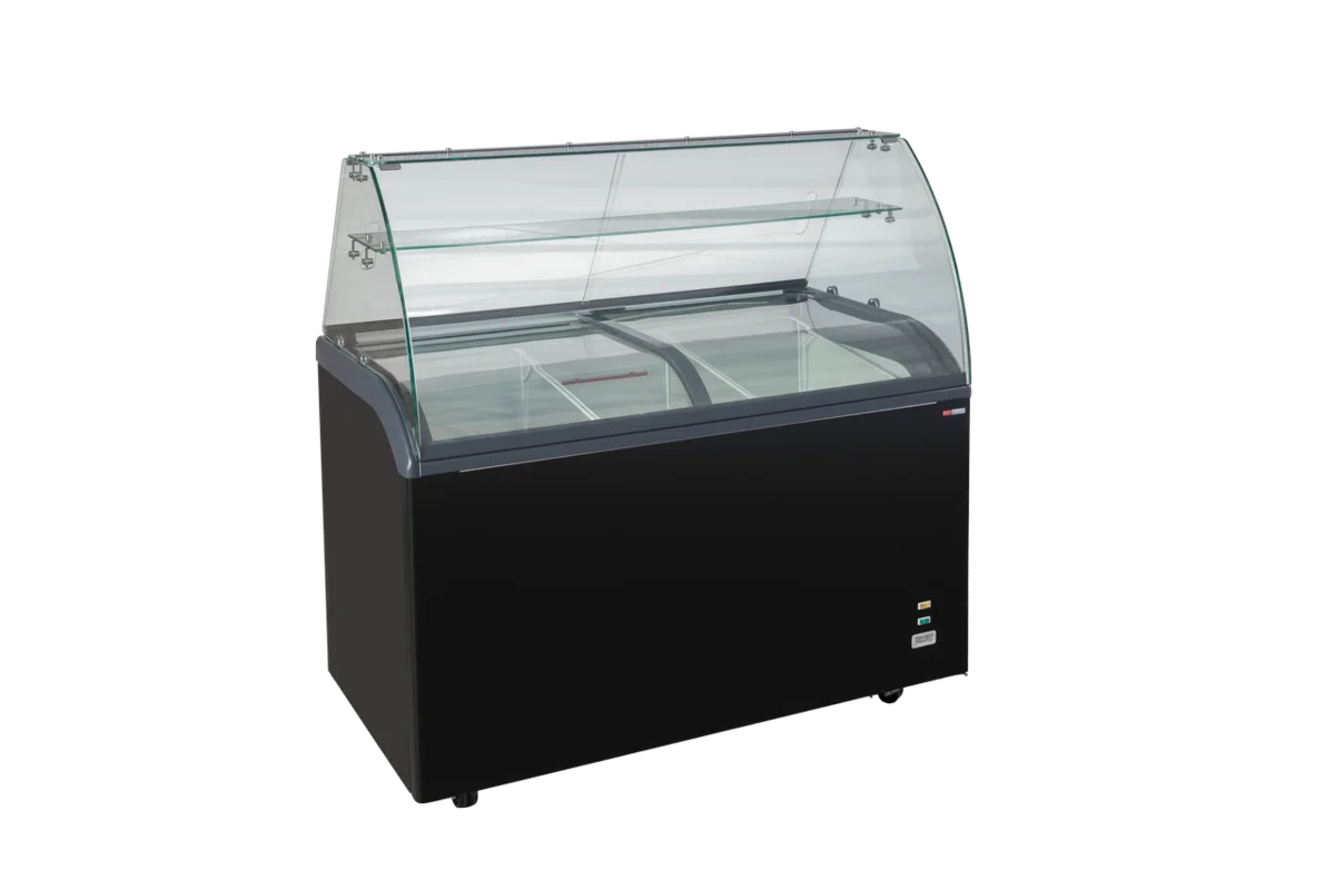 Speiseeisvitrine mit Glas-Schiebedeckel – 9 x 5 L – 278 L – schwarz