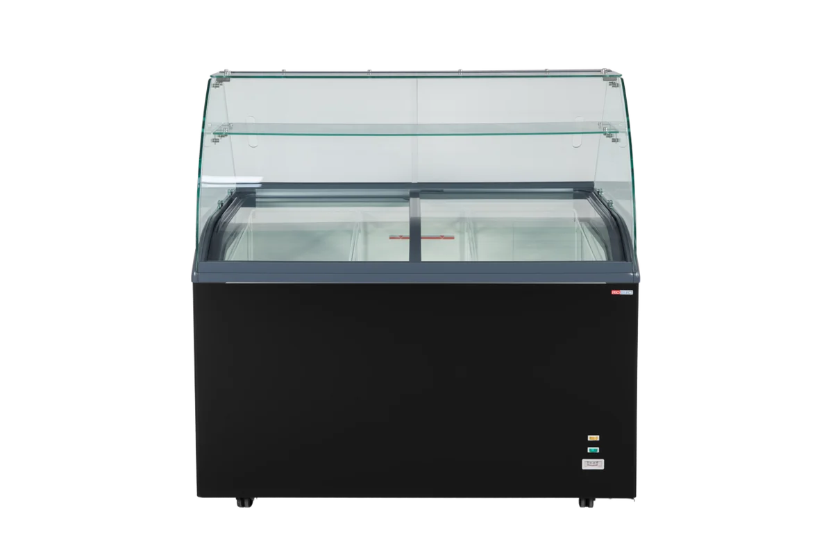 Speiseeisvitrine mit Glas-Schiebedeckel – 9 x 5 L – 278 L – schwarz