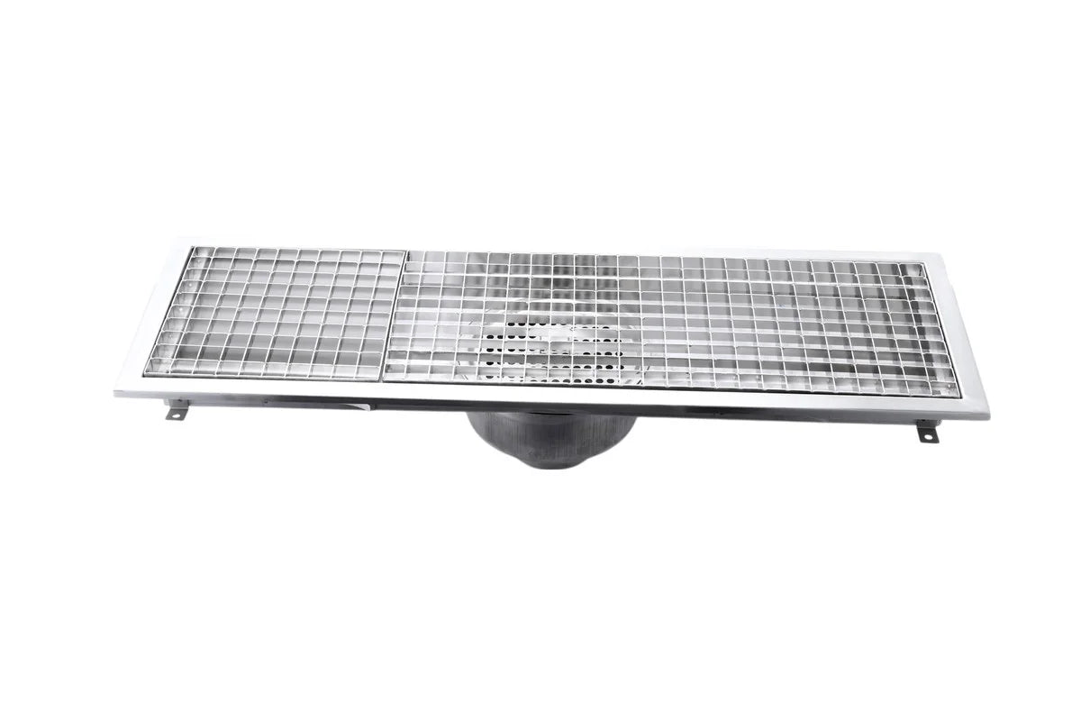 Bodenablauf aus Edelstahl - vertikaler Abgang - 900 x 300 x 180 mm