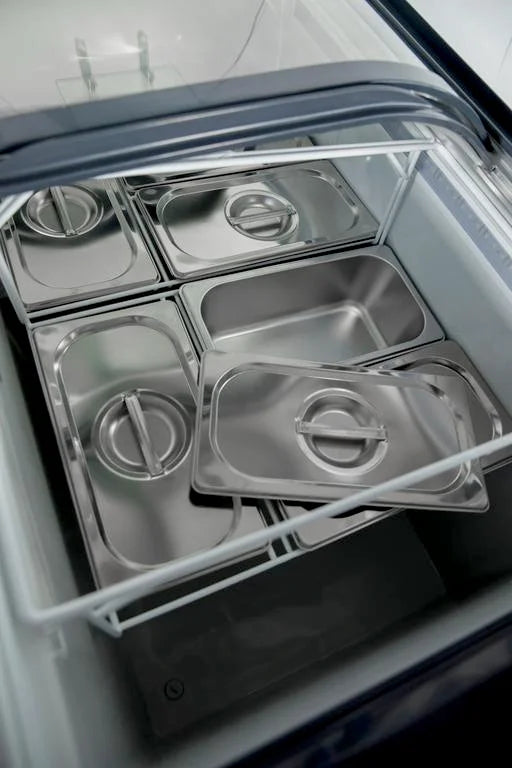 Speiseeisvitrine mit Glasaufsatz – 6 x 5 L – 273 L – inkl. Eisschalen