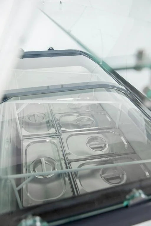 Speiseeisvitrine mit Glasaufsatz – 6 x 5 L – 273 L – inkl. Eisschalen