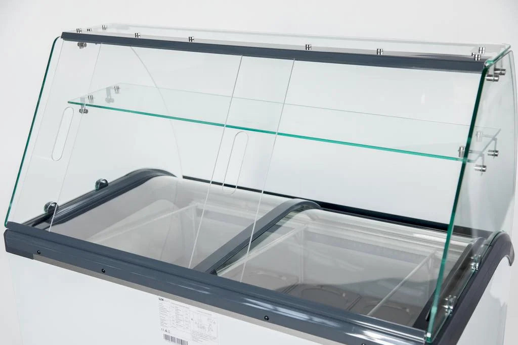 Speiseeisvitrine mit Glasaufsatz – 6 x 5 L – 273 L – inkl. Eisschalen