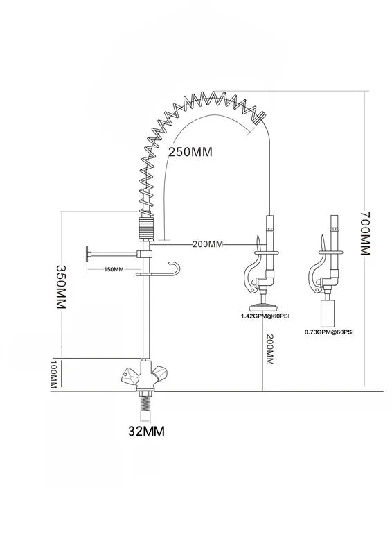 Einloch-Geschirrwaschbrause mit Mischbatterie - 700 mm