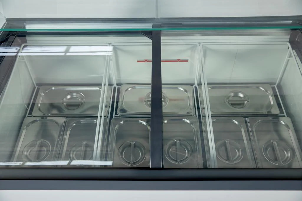 Speiseeisvitrine mit Sicherheitsglas – 9 x 5 L – 278 L