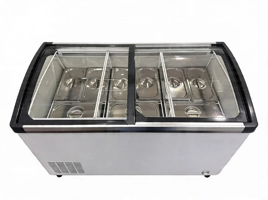 Speiseeisvitrine mit Sicherheitsglas – 9 x 5 L – 278 L