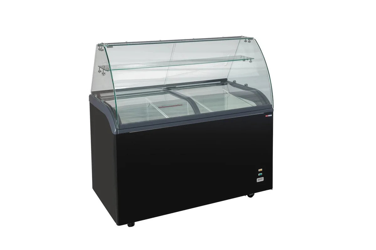 Speiseeisvitrine mit Glas-Schiebedeckel – 9 x 5 L – 278 L – schwarz