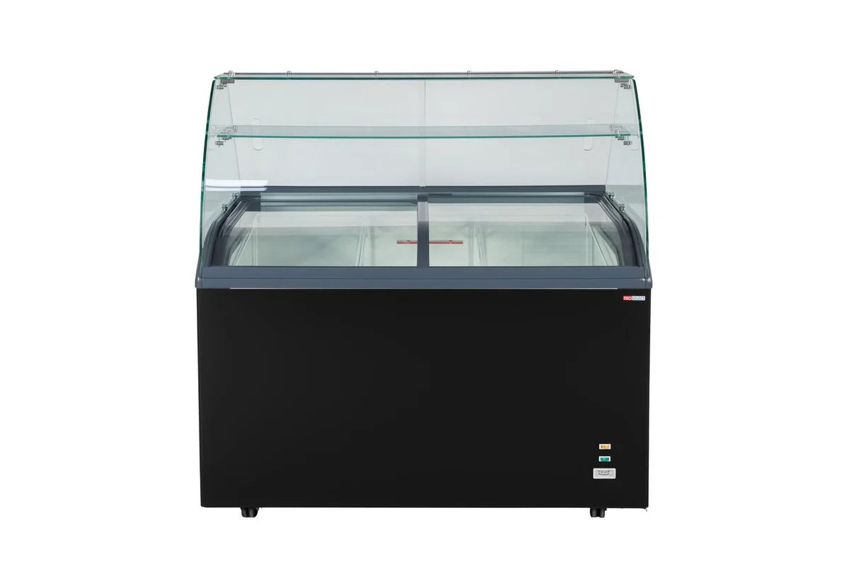 Speiseeisvitrine mit Glas-Schiebedeckel – 9 x 5 L – 278 L – schwarz
