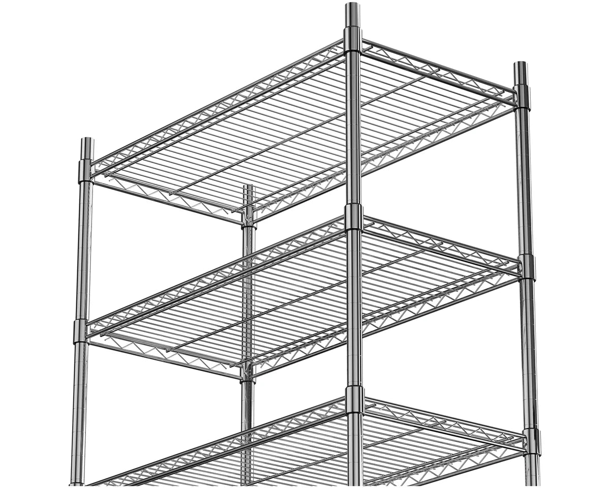 Regalsystem – verchromt – 5 Böden – 910 x 455 x 1810 mm