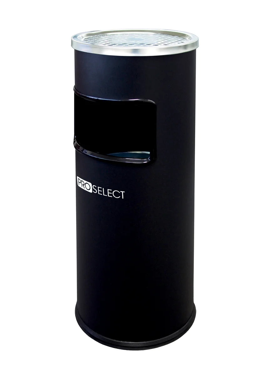 Standaschenbecher mit Abfalleimer - 30 Liter - Schwarz
