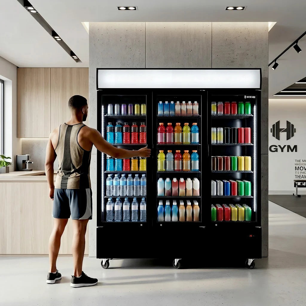 Getränkekühlschrank ECO 1500 mit Klapptüren und Leuchtaufsatz
