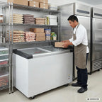 Tiefkühltruhe ECO 350 mit Glasschiebedeckel, 4 Rollen