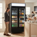 Getränkekühlschrank ECO 630 mit Leuchtaufsatz und Klapptüren