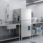 Haubenspülmaschine PROFI Digital 54 SL 50x50 cm Korbmaß, mit Reiniger- & Klarspüldosierer, mit Ablaufpumpe, Made in Europe, 400 Volt