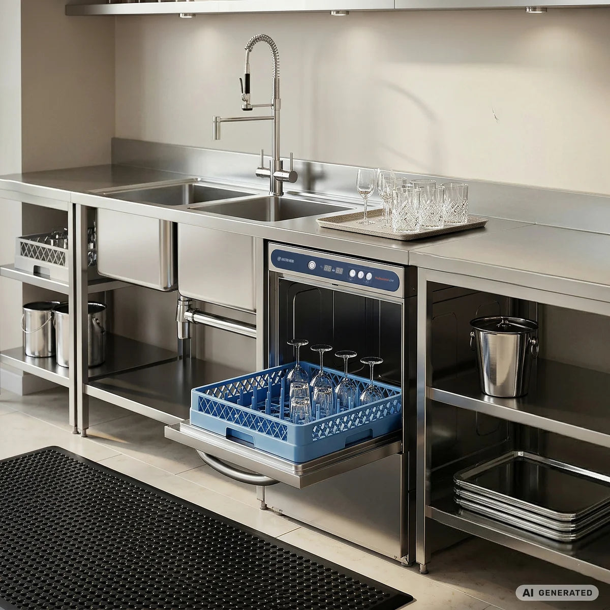 Gläserspülmaschine PROFI Digital 40 SL 40x40 cm Korbmaß, mit Reiniger- & Klarspüldosierer, mit Ablaufpumpe, Made in Europe, 230 Volt