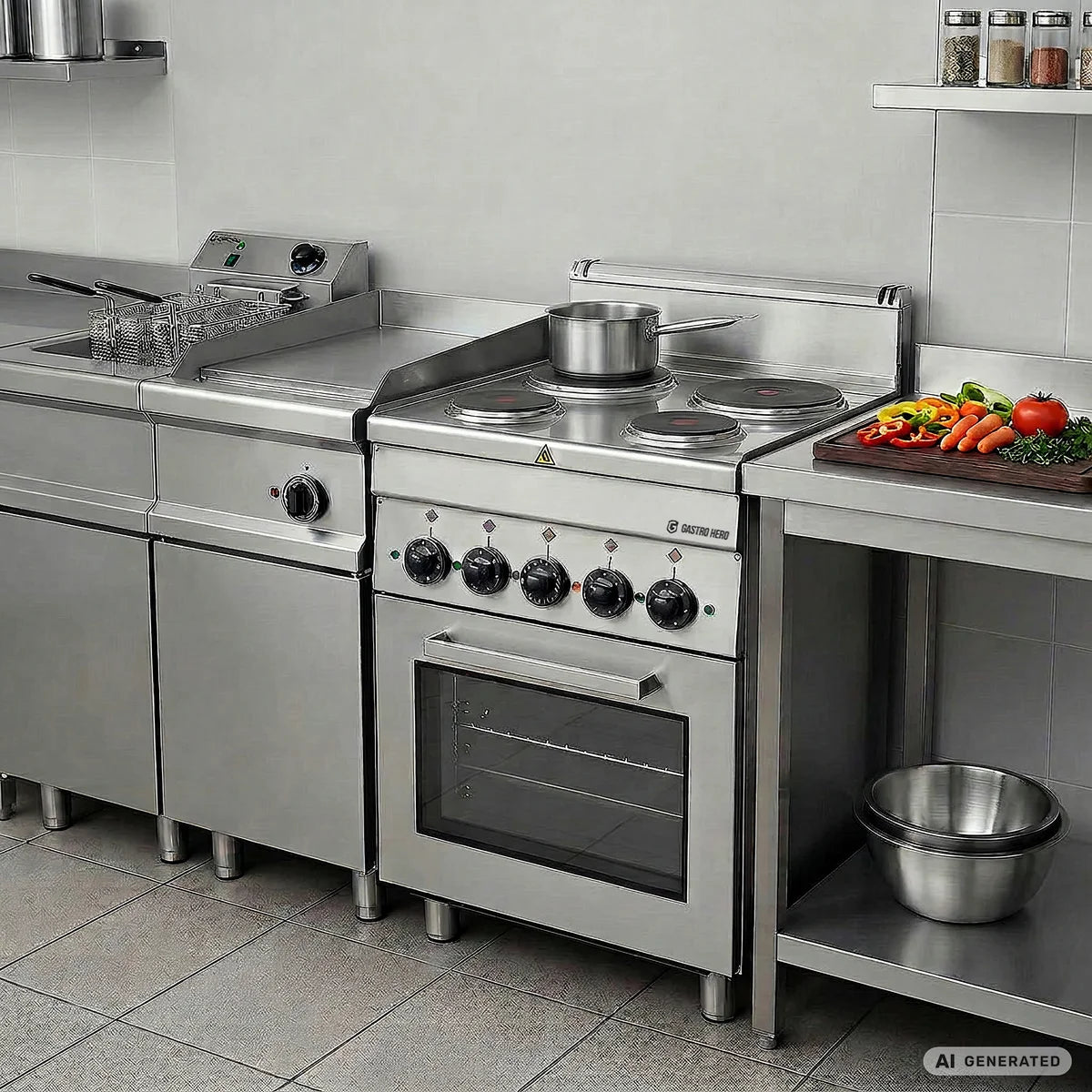 Elektroherd Serie 600 - 60/60 mit Elektrobackofen und Elektrogrill - 4 Kochfelder 11,7 kW