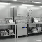 Haubenspülmaschine HYPRO Digital 54 SL 50x50 cm Korbmaß, mit Reiniger- & Klarspüldosierer, mit Ablaufpumpe, Drucksteigerungspumpe Made in Europe, 400 Volt