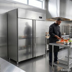 Gastronomie Kühlschrank ECO 1400 GN 2/1 Monoblock, 1350 Liter Kühlraumvolumen, 6 verstellbare Einlegeböden, Robuste Bauweise, Edelstahl