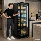 Getränkekühlschrank GKS-360, 360 Liter Kühlraumvolumen, 5 verstellbare Einlegeböden, Innenbeleuchtung, Abschließbar, Schwarz