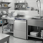 Geschirrspülmaschine ECO 50x50 cm Korbmaß, mit Reiniger- & Klarspüldosierer, mit Ablaufpumpe & Enthärter, Made in Europe, 400 Volt