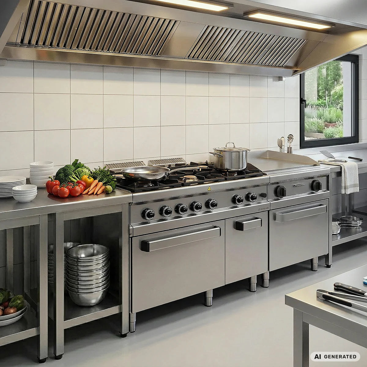 Gasherd Serie 700 - 110/70 mit Elektrobackofen - 6 Kochstellen - 42 kW