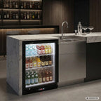 Barkühlschrank ECO 130 schwarz, LED Beleuchtung, unterbaubar