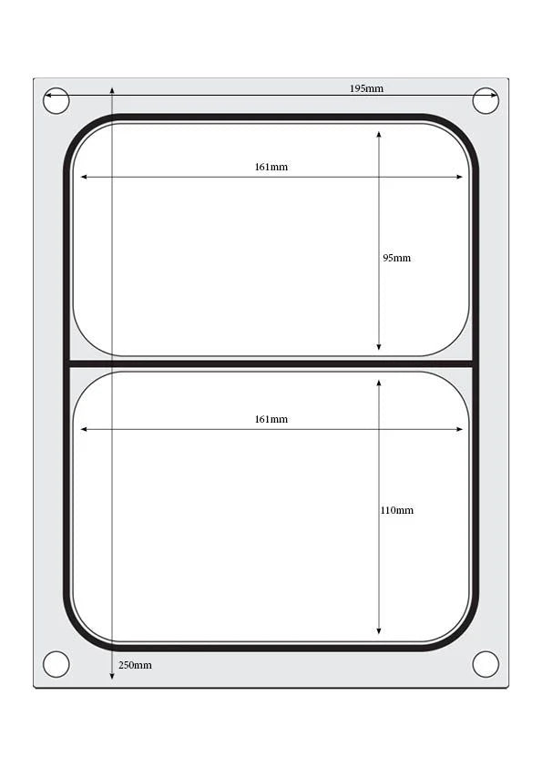 Hendi Matrize für Schalenversiegelungsmaschine Compact, zweigeteilte Schale, 227 x 178 mm