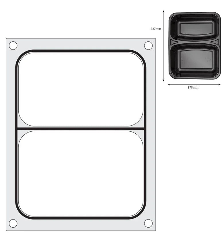 Hendi Matrize für Schalenversiegelungsmaschine Compact, zweigeteilte Schale, 227 x 178 mm