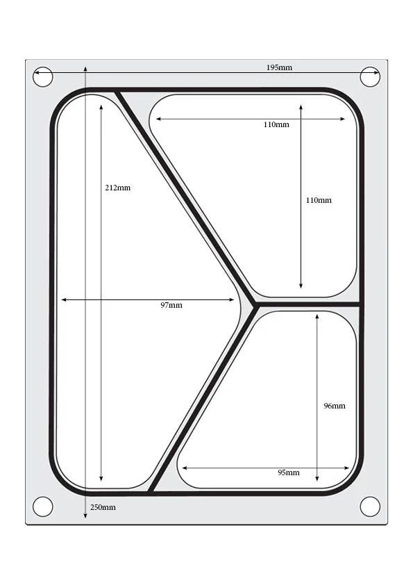 Hendi Matrize für Schalenversiegelungsmaschine Compact, dreigeteilte Schale, 227 x 178 mm