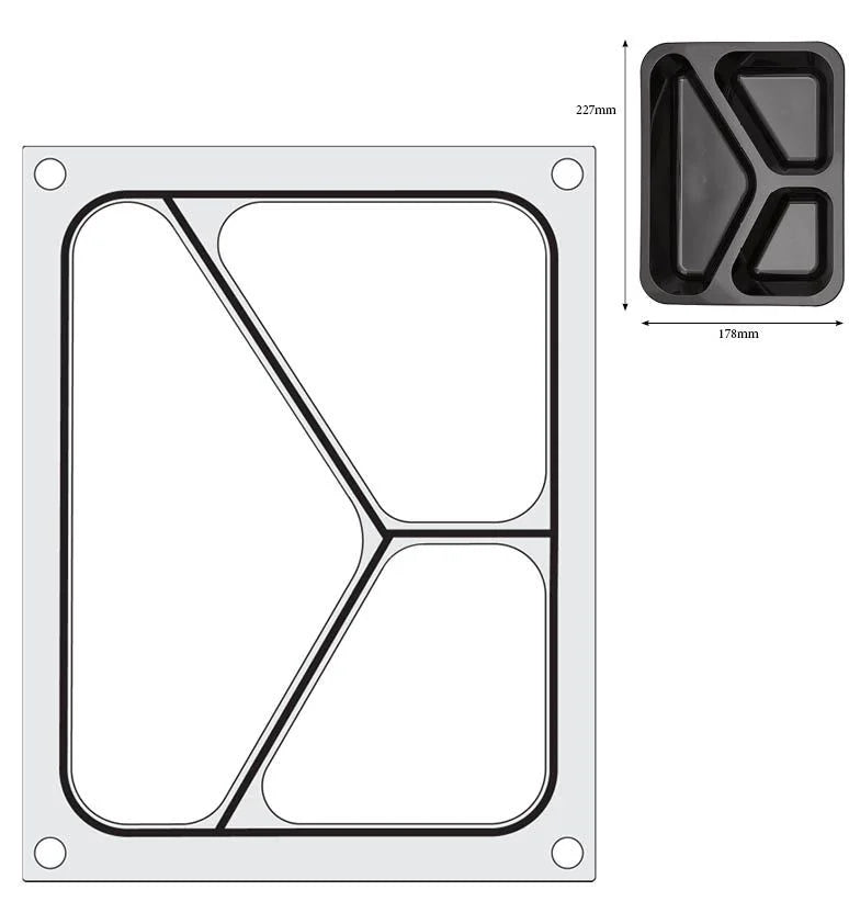 Hendi Matrize für Schalenversiegelungsmaschine Compact, dreigeteilte Schale, 227 x 178 mm