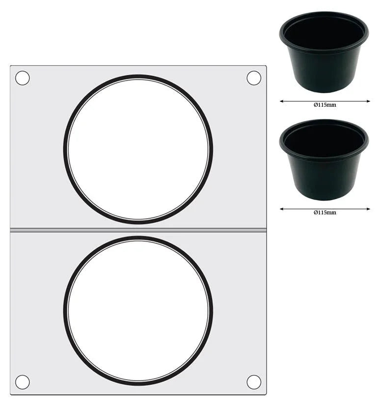 Hendi Matrize für Schalenversiegelungsmaschine Compact, 2 Rundschalen, je Ø 115 mm