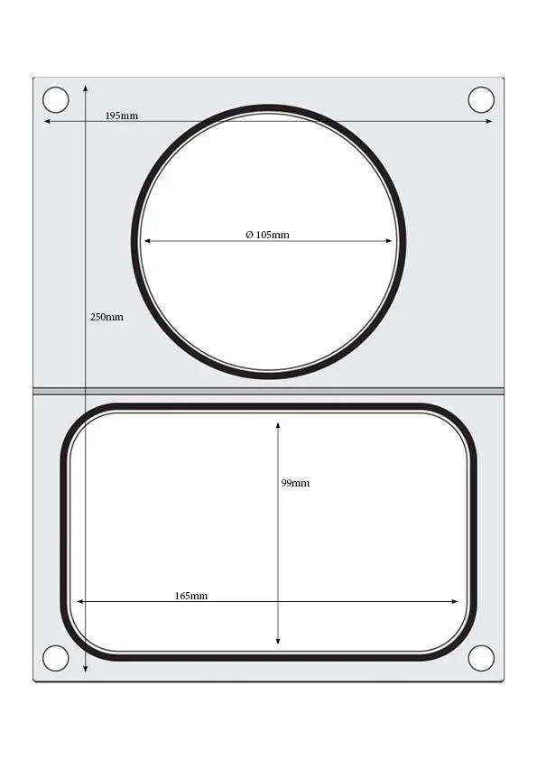 Hendi Matrize für Schalenversiegelungsmaschine Compact, 1 Schale 178 x 113 mm und 1 Rundschale Ø 115 mm