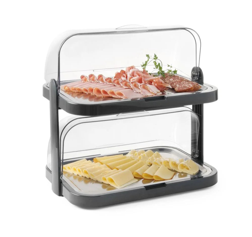Hendi Roll-Top-Kühldisplay, doppelt, Dunkelgrau
