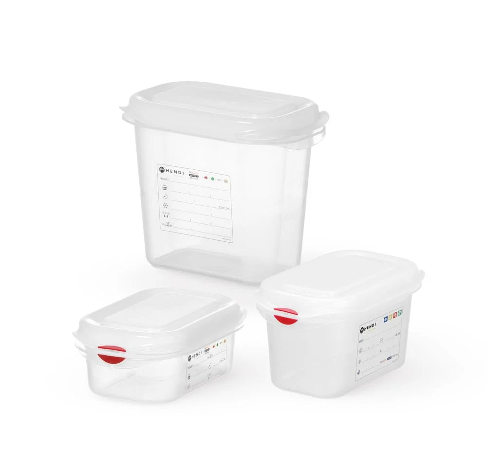 Hendi GN-Behälter mit Deckel und HACCP-Clips, GN 1/1, 100 mm, 13 L, PP