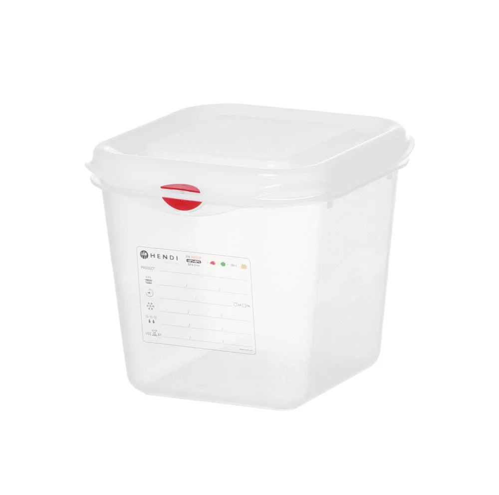 Hendi GN-Behälter mit Deckel und HACCP-Clips, GN 1/6, 150 mm, 2,6 L, PP