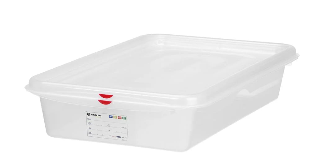 Hendi GN-Behälter mit Deckel und HACCP-Clips, GN 2/3, 100 mm, 9 L, PP