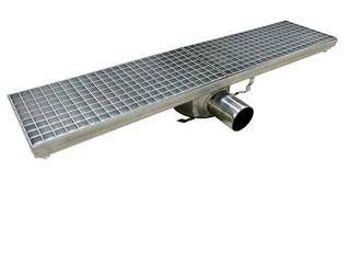 Bodenablauf aus Edelstahl, 891 x 200 x 132 mm, Abgang waagerecht