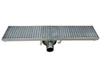 Bodenablauf aus Edelstahl, 891 x 200 x 132 mm, Abgang waagerecht