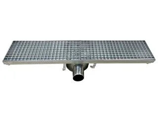 Bodenablauf aus Edelstahl, 891 x 200 x 132 mm, Abgang waagerecht