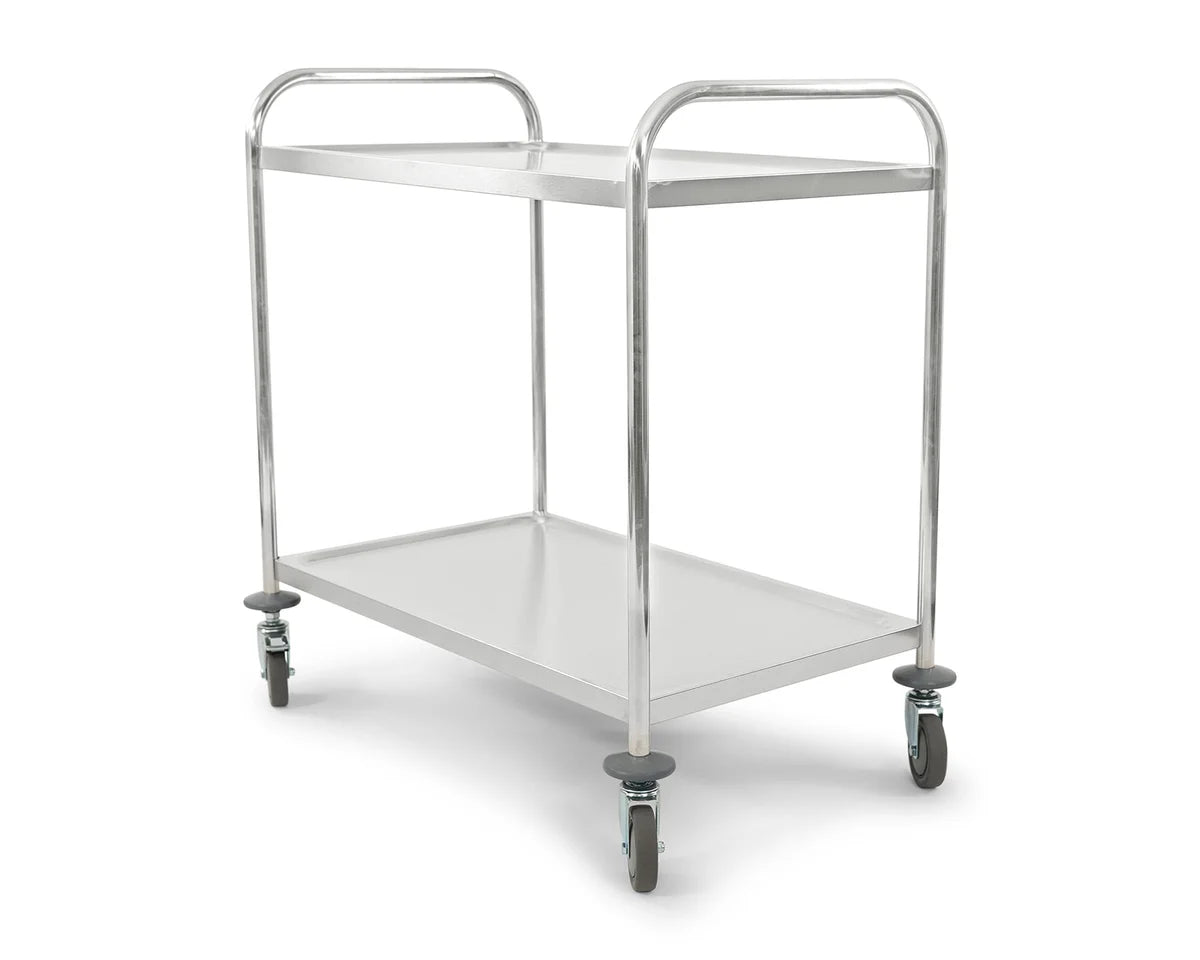 Servierwagen aus Edelstahl, 2 Ebenen