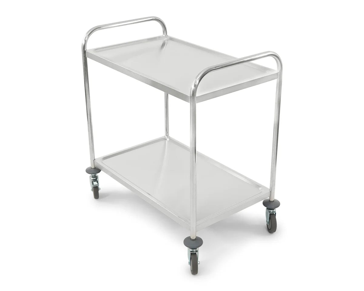 Servierwagen aus Edelstahl, 2 Ebenen
