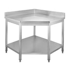 Edelstahl Eckarbeitstisch Basic 1000x600 mm - mit Grundboden und Aufkantung