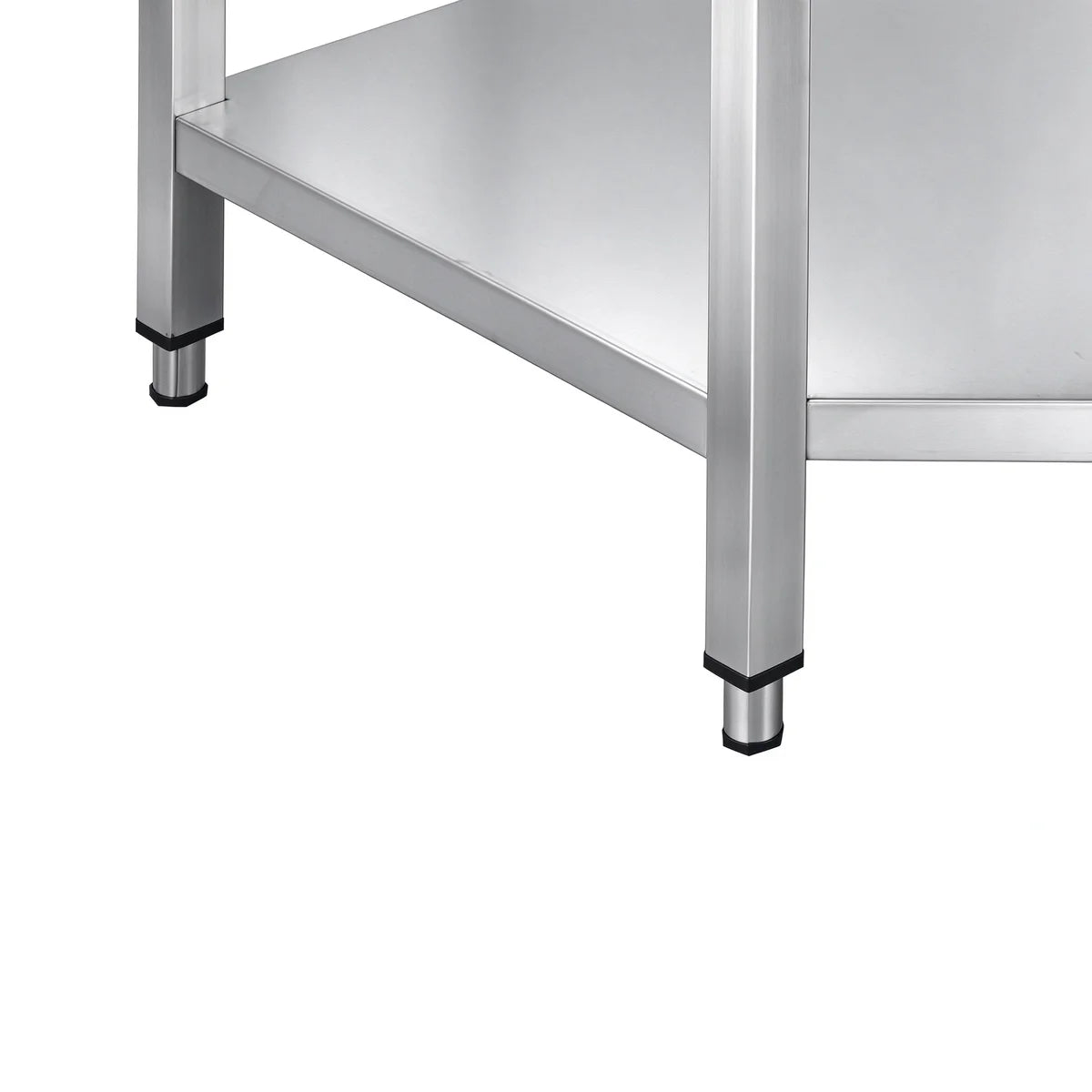 Edelstahl Eckarbeitstisch Basic 1000x600 mm - mit Grundboden und Aufkantung