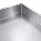 Edelstahl Eckarbeitstisch Basic 1000x600 mm - mit Grundboden und Aufkantung