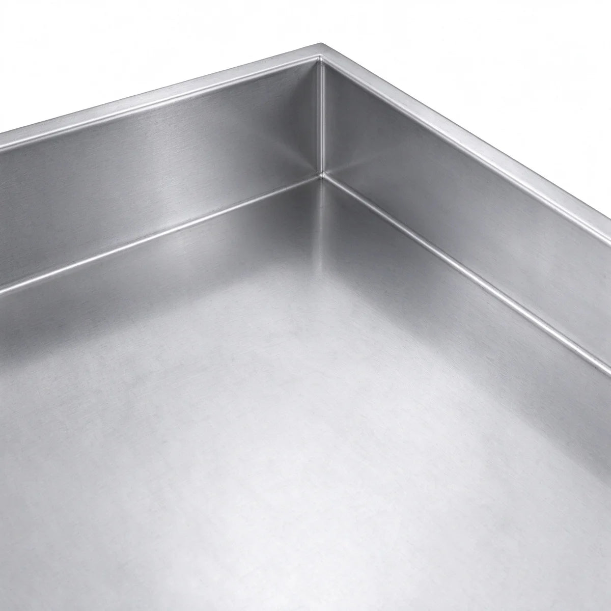 Edelstahl Eckarbeitstisch Basic 1000x600 mm - mit Grundboden und Aufkantung