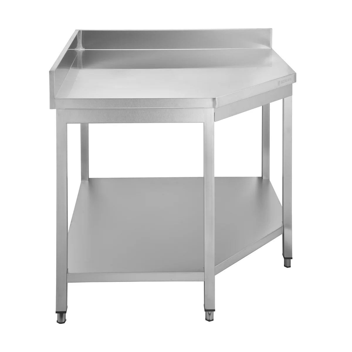 Edelstahl Eckarbeitstisch Basic 1000x600 mm - mit Grundboden und Aufkantung