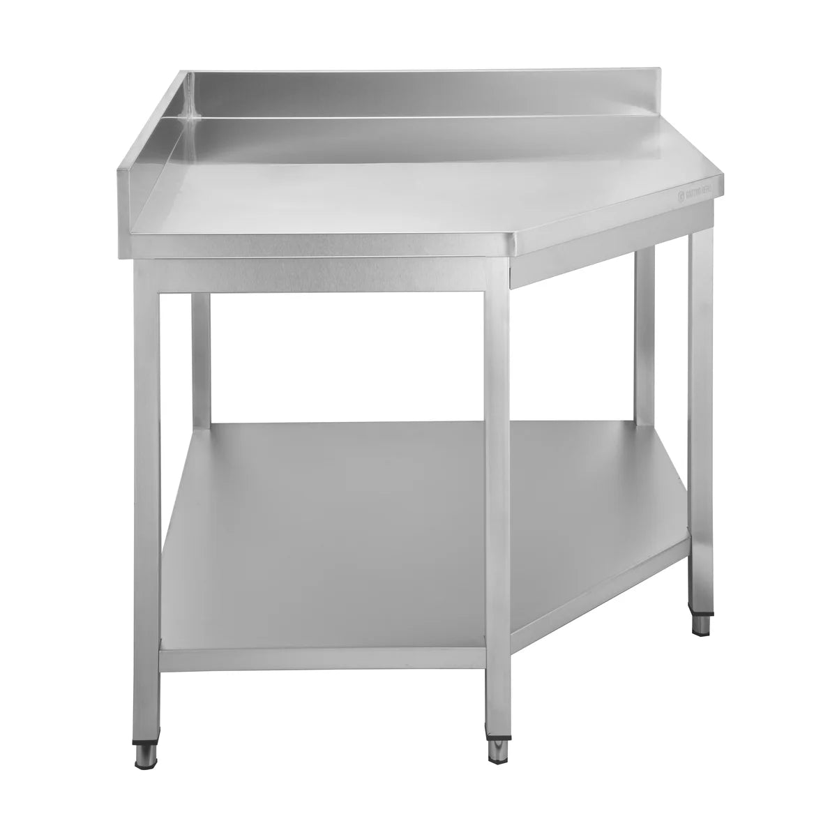 Edelstahl Eckarbeitstisch Basic 1000x700 mm - mit Grundboden und Aufkantung