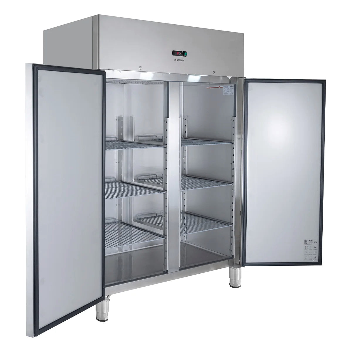 Gastronomie Kühlschrank ECO 1200 GN 2/1, 1200 Liter Kühlraumvolumen, 6 verstellbare Einlegeböden, Edelstahl