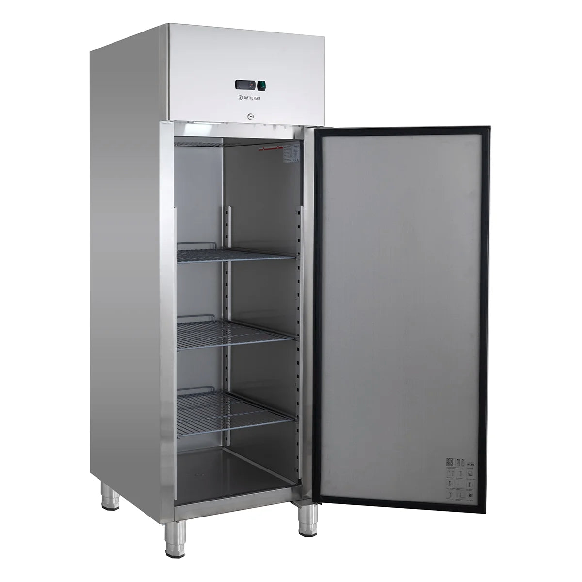 Gastronomie Tiefkühlschrank ECO 600 GN 2/1, 530 Liter Kühlraumvolumen, 3 verstellbare Einlegeböden, Edelstahl